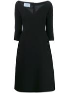Prada Mid-length V-neck Dress - Black