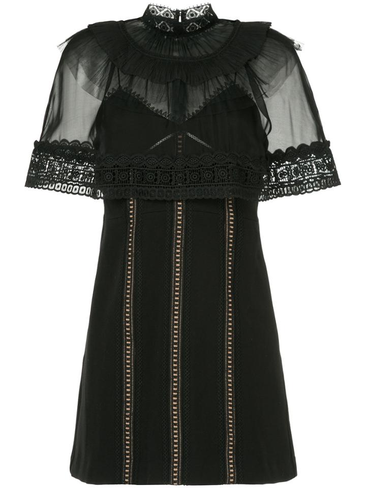 Self-portrait Capelet Dress - Black