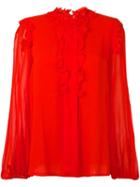 Giambattista Valli Ruffle Detail Blouse, Women's, Size: 40, Red, Silk