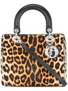 Christian Dior Vintage Lady Dior Leopard Print 2-way Handbag - Brown