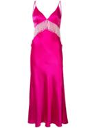 Dalood Fringe-detail V-neck Dress - Pink