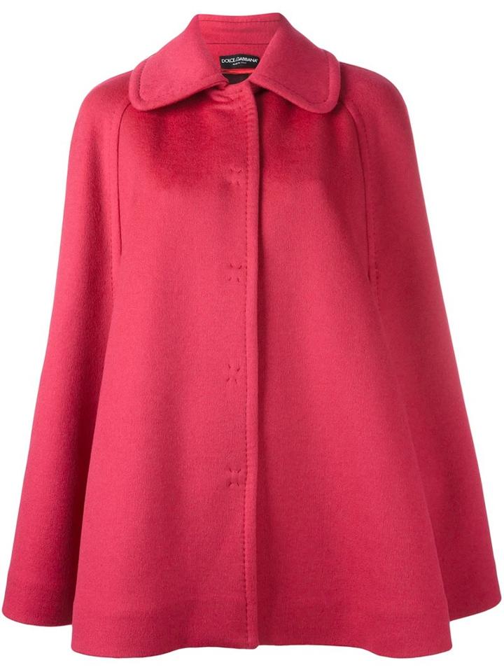Dolce & Gabbana Short Cape Coat, Women's, Size: 40, Pink/purple, Cashmere/virgin Wool