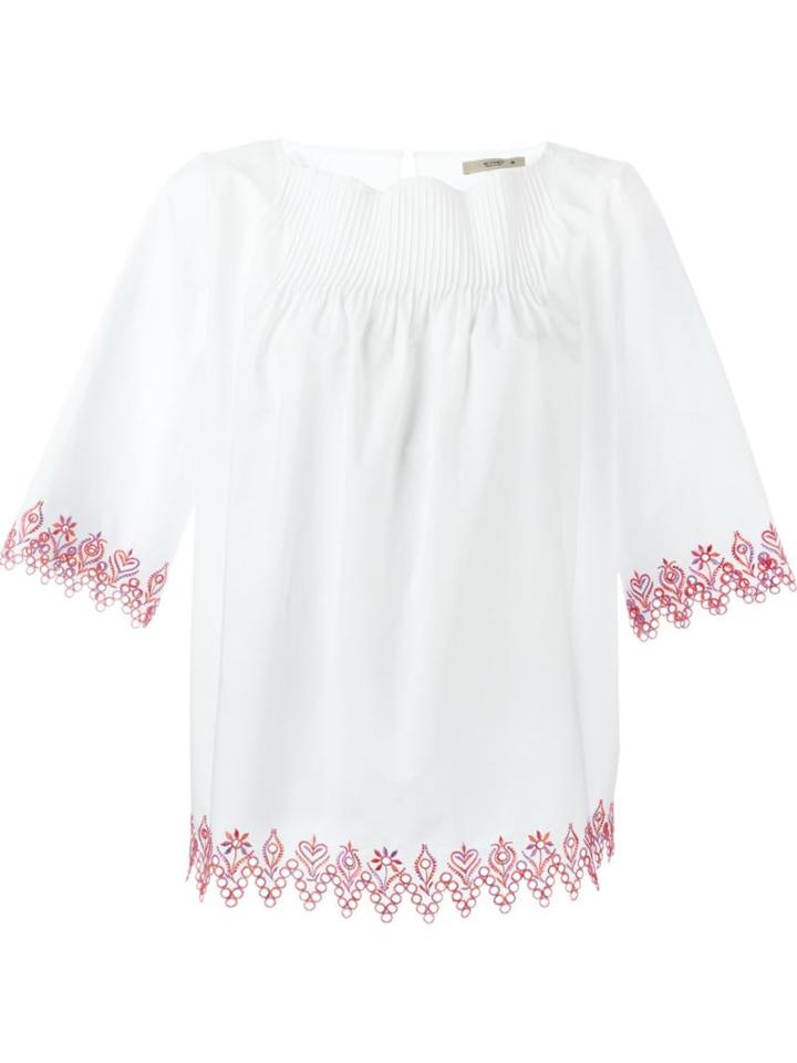 Etro Embroidered Trim Blouse, Women's, Size: 46, White, Cotton/spandex/elastane/polyester