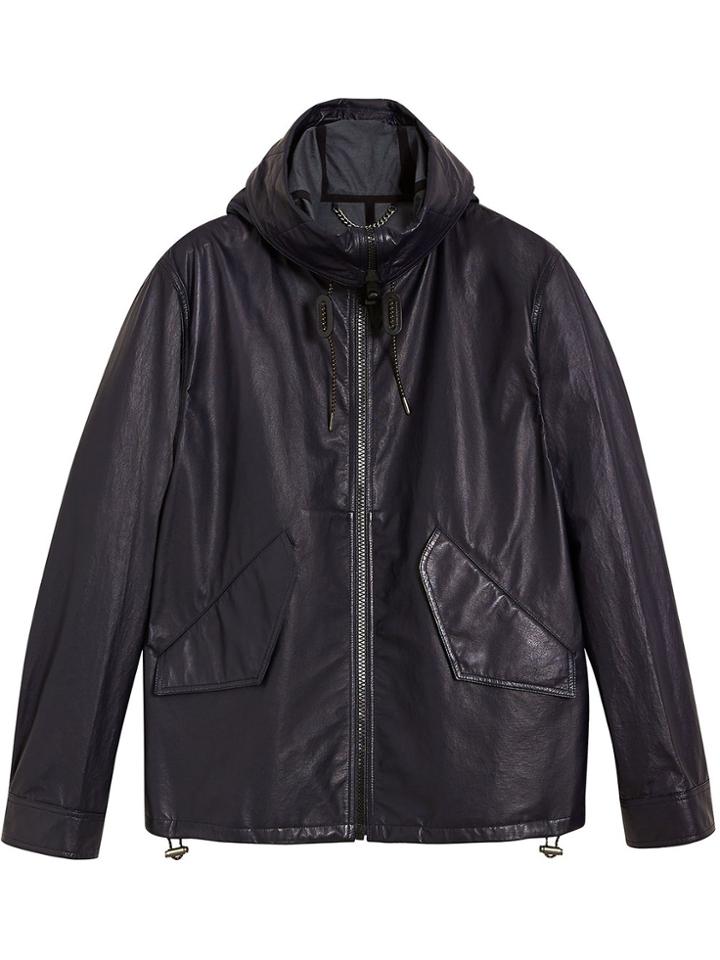 Burberry Paper-light Lambskin Hooded Jacket - Blue