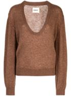 Khaite Plunging Neck Sweater - Brown
