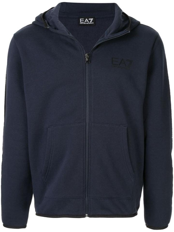 Ea7 Emporio Armani Logo Band Zip-up Hoodie - Blue