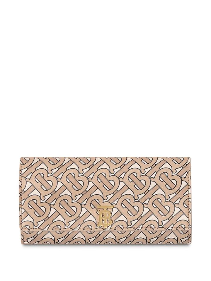 Burberry Monogram Print Leather Continental Wallet - Neutrals