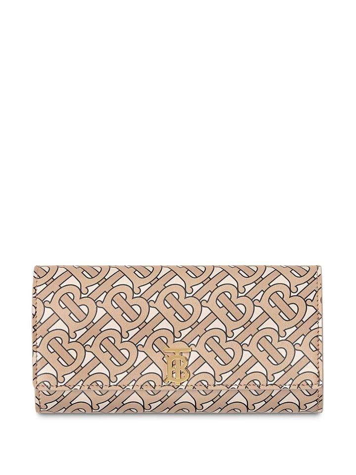 Burberry Monogram Print Leather Continental Wallet - Neutrals