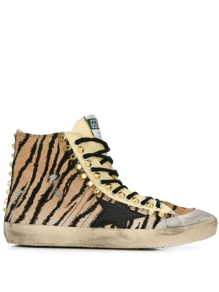 Golden Goose Studded Tiger Print High-tops - Brown