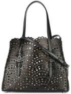 Alaïa Perforated Detail Tote Bag, Women's, Black, Calf Leather