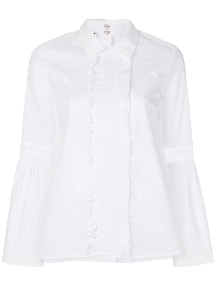 P.a.r.o.s.h. Ruffled Trumpet Sleeve Blouse - White