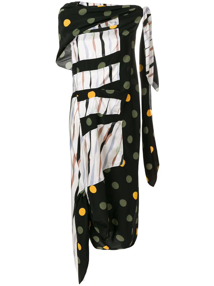 Marni Asymmetric Polka Dot Dress - Black
