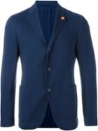 Lardini Woven Button Blazer, Men's, Size: 50, Blue, Cotton/cupro/viscose