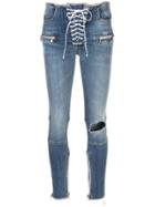 Unravel Project Lace-up Mid-rise Skinny Jeans - Blue