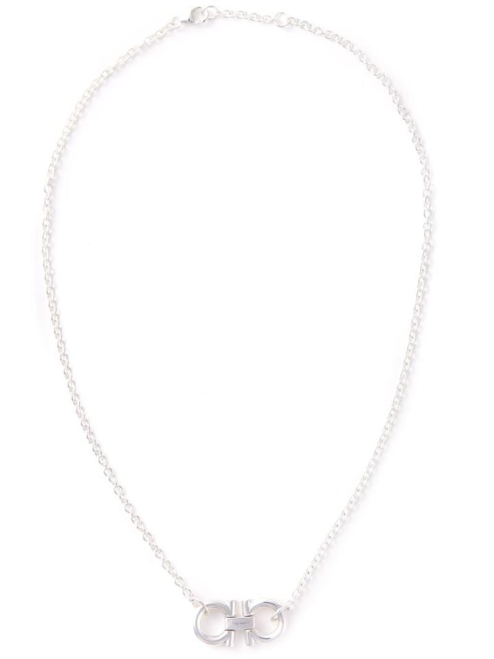 Salvatore Ferragamo Gancini Necklace, Women's, Metallic, Silver