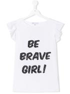 Patrizia Pepe Junior Teen Flutter-sleeve Printed T-shirt - White