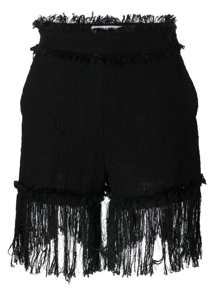 Msgm Fringed Shorts, Women's, Size: 38, Black, Cotton/viscose/polyester