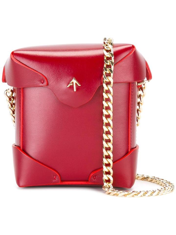 Manu Atelier Detachable Chain Strap Clutch, Women's, Red, Brass/calf Leather