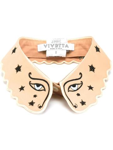 Vivetta Eye Embroidered Collar, Women's, Nude/neutrals, Cotton/spandex/elastane