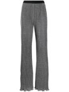 Alberta Ferretti Lurex Knit Flared Trousers - Black