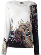 Etro Abstract Print Pullover, Women's, Size: 46, White, Silk/cashmere