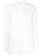 Ganni Scallop Trim Shirt - White