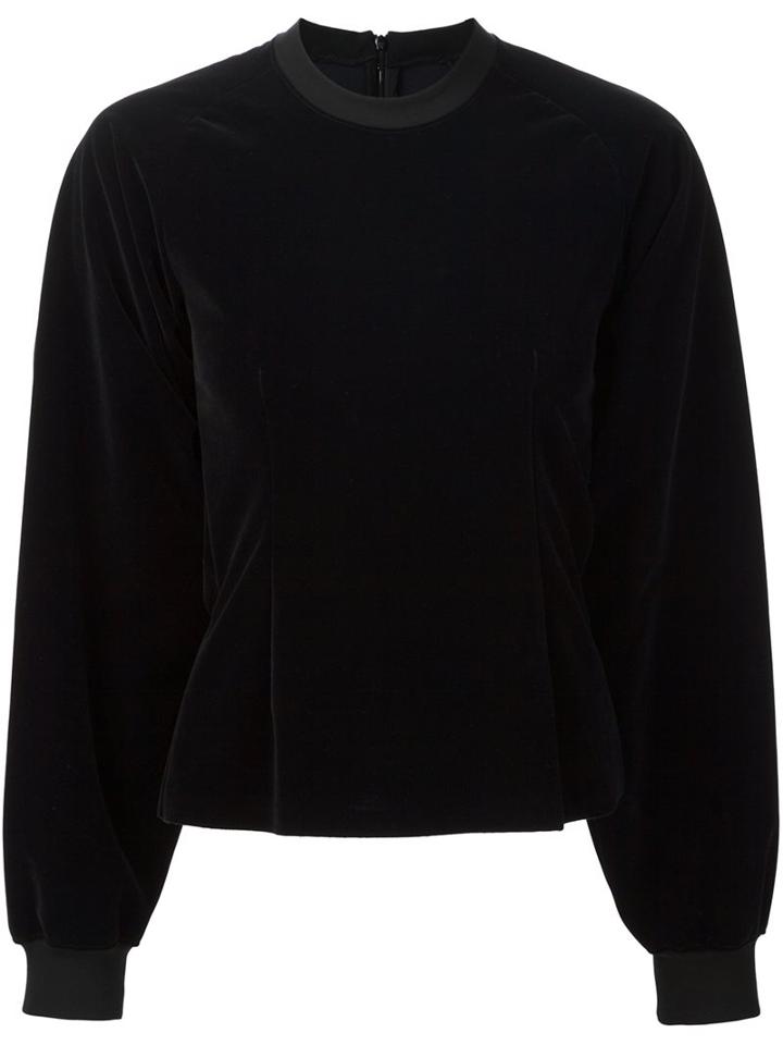 Mm6 Maison Margiela Round Neck Longsleeved Sweatshirt, Women's, Size: Small, Black, Nylon/polyester/cotton