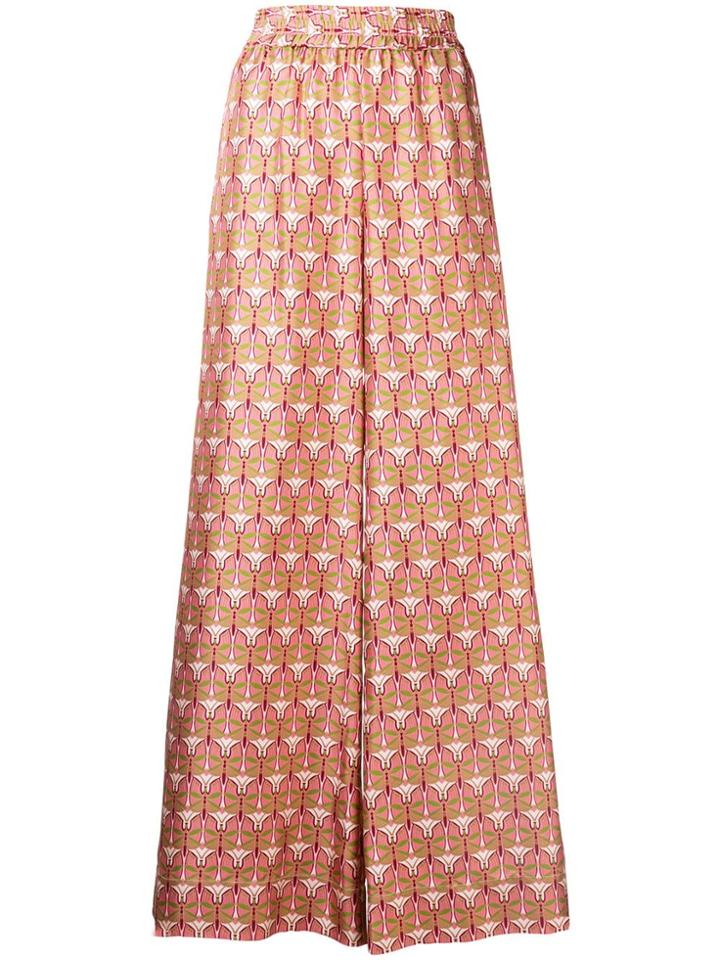 La Doublej Geometric Wide Leg Pants - Pink & Purple