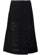Sacai Guipure Lace Midi Skirt, Women's, Size: 2, Black, Cotton/polyester/rayon/wool