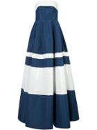 Carolina Herrera Sequinned Stripes Strapless Gown, Women's, Size: 8, Blue, Polyester/silk/sequin