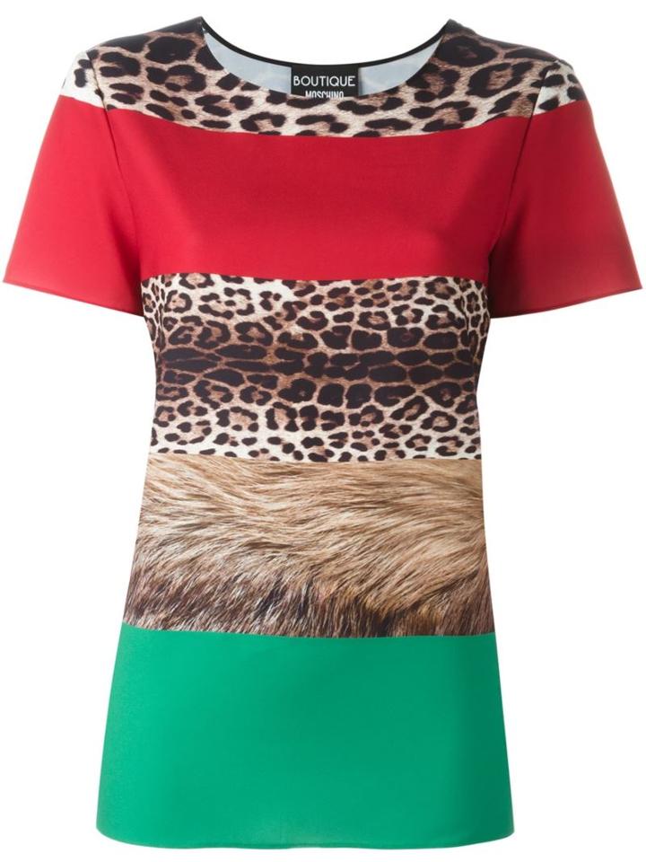 Boutique Moschino Multi-print T-shirt, Women's, Size: 48, Red, Polyester/other Fibers/silk