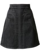 Derek Lam 10 Crosby Stitched A-line Skirt, Women's, Size: 2, Blue, Cotton/polyamide