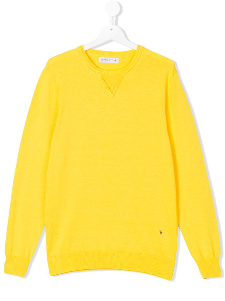 Manuel Ritz Kids Buttoned Collar Sweatshirt - Yellow & Orange