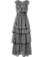 Ainea - Layered Gingham Dress - Women - Polyester - 40, Black, Polyester