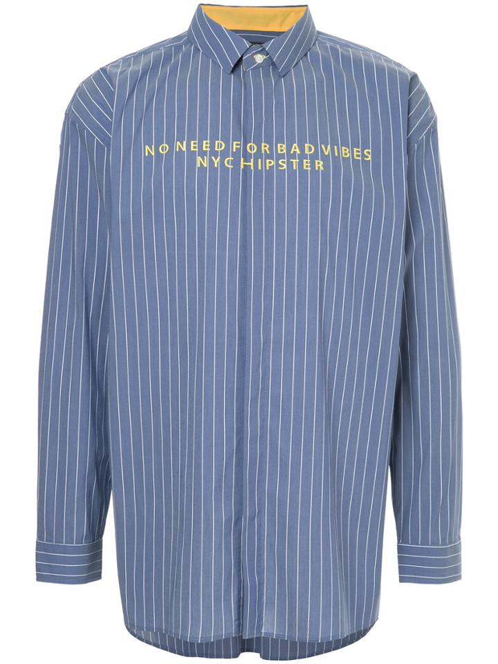Guild Prime Bad Vibes Embroidered Striped Shirt - Blue