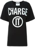 Moschino Charge It Print T-shirt, Women's, Size: M, Black, Cotton/other Fibres