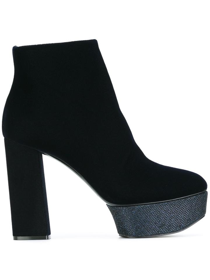 Casadei Platform Heel Ankle Boots - Blue