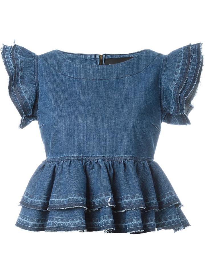Christian Pellizzari Cropped Peplum Blouse