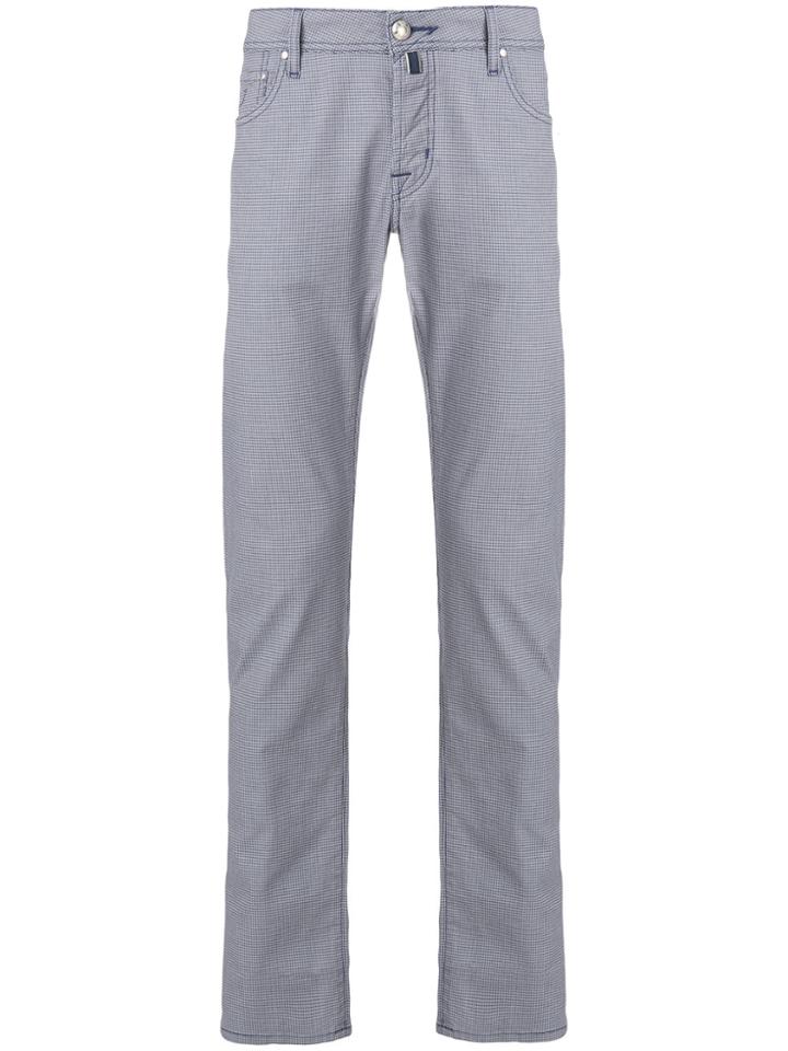 Jacob Cohen Geometric Print Straight Leg Trousers - Blue