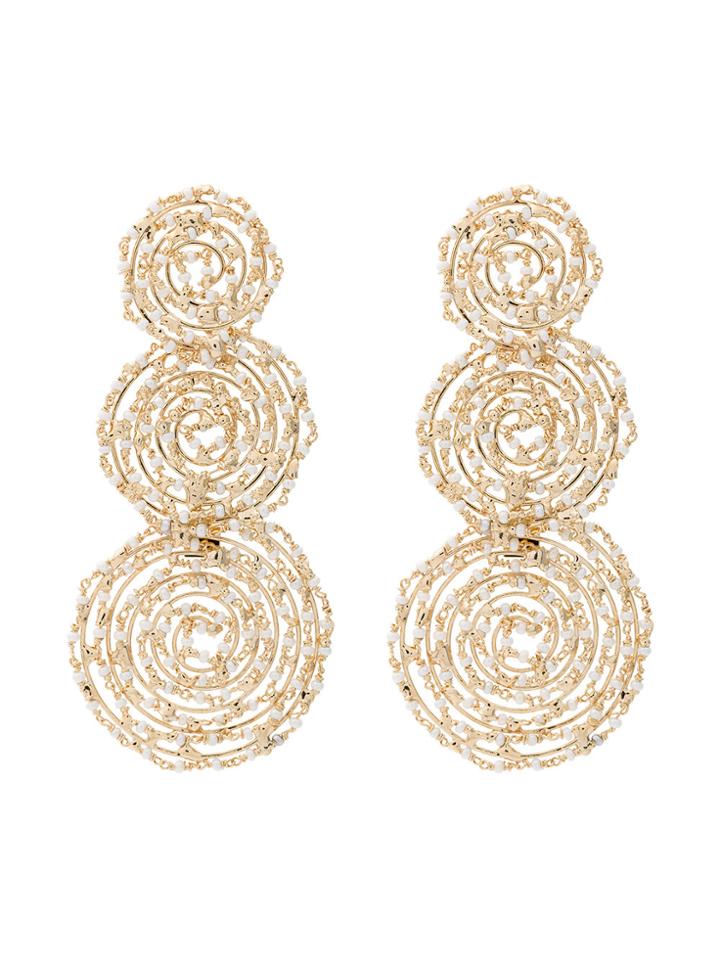 Rosantica Pizzo Bead Embellished Spiral Earrings - Metallic