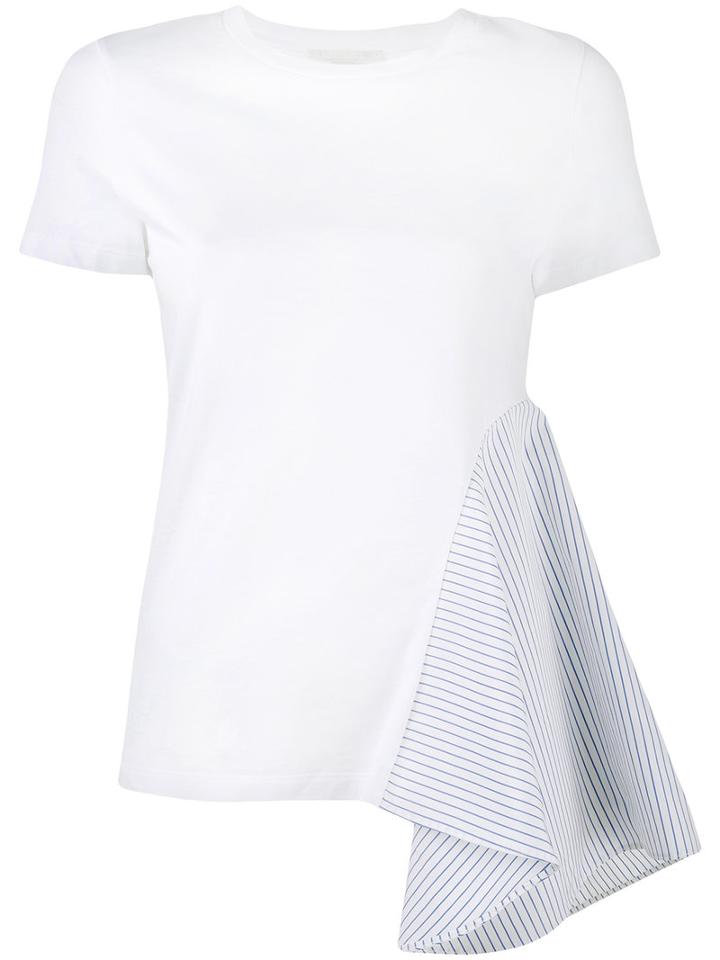 Stella Mccartney - Asymmetric Stripe T-shirt - Women - Cotton - 38, Women's, White, Cotton