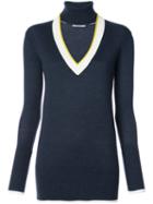 Tome - Open V Neck Knitted Top - Women - Wool - L, Blue, Wool