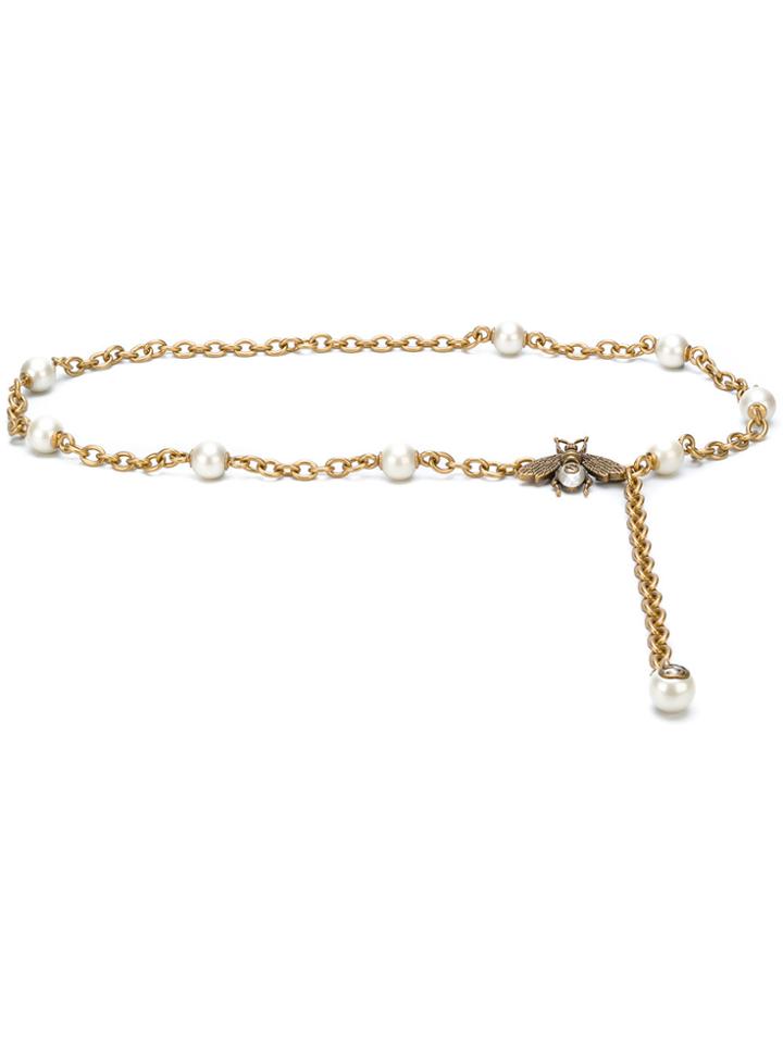 Gucci Pearl Chain Belt - Metallic