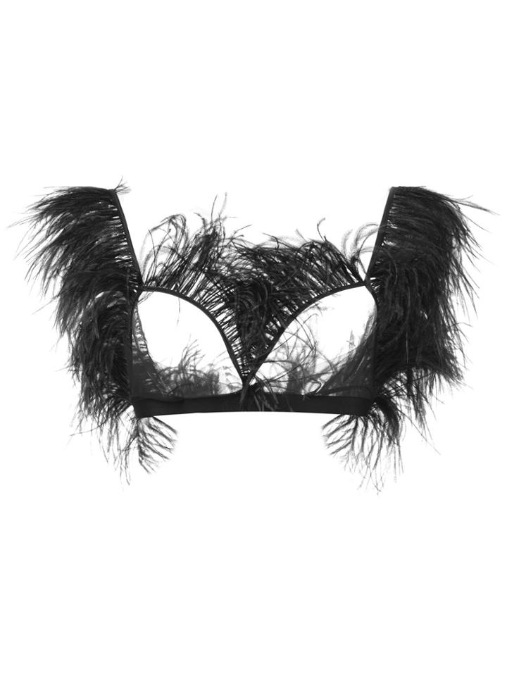 Maison Margiela Feather Bra Top - Black