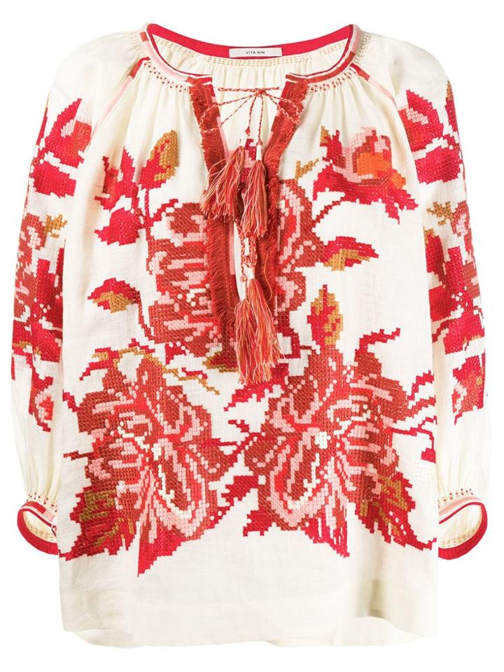 Vita Kin Floral Embroidered Blouse - Neutrals