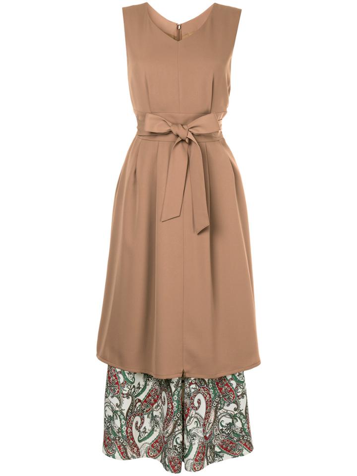 Loveless Paisley Print Hem Dress - Brown