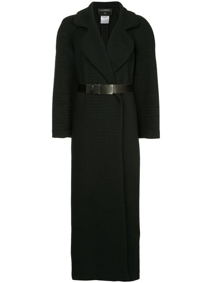 Chanel Pre-owned Quilted Long Coat - Black