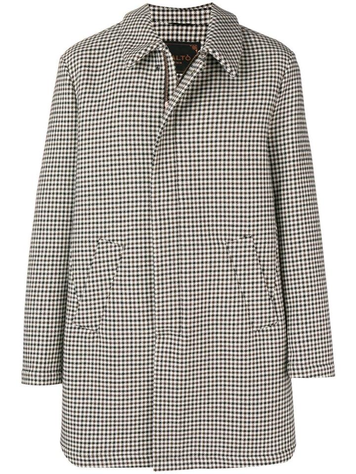 Paltò Houndstooth Zipped Coat - White