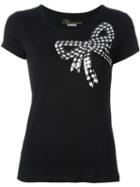 Blumarine Sequin Ribbon T-shirt, Women's, Size: 48, Black, Viscose/spandex/elastane