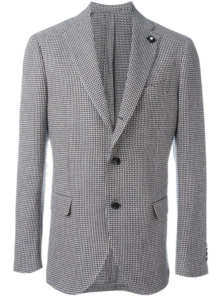 Lardini Jacquard Single Breasted Blazer - Blue